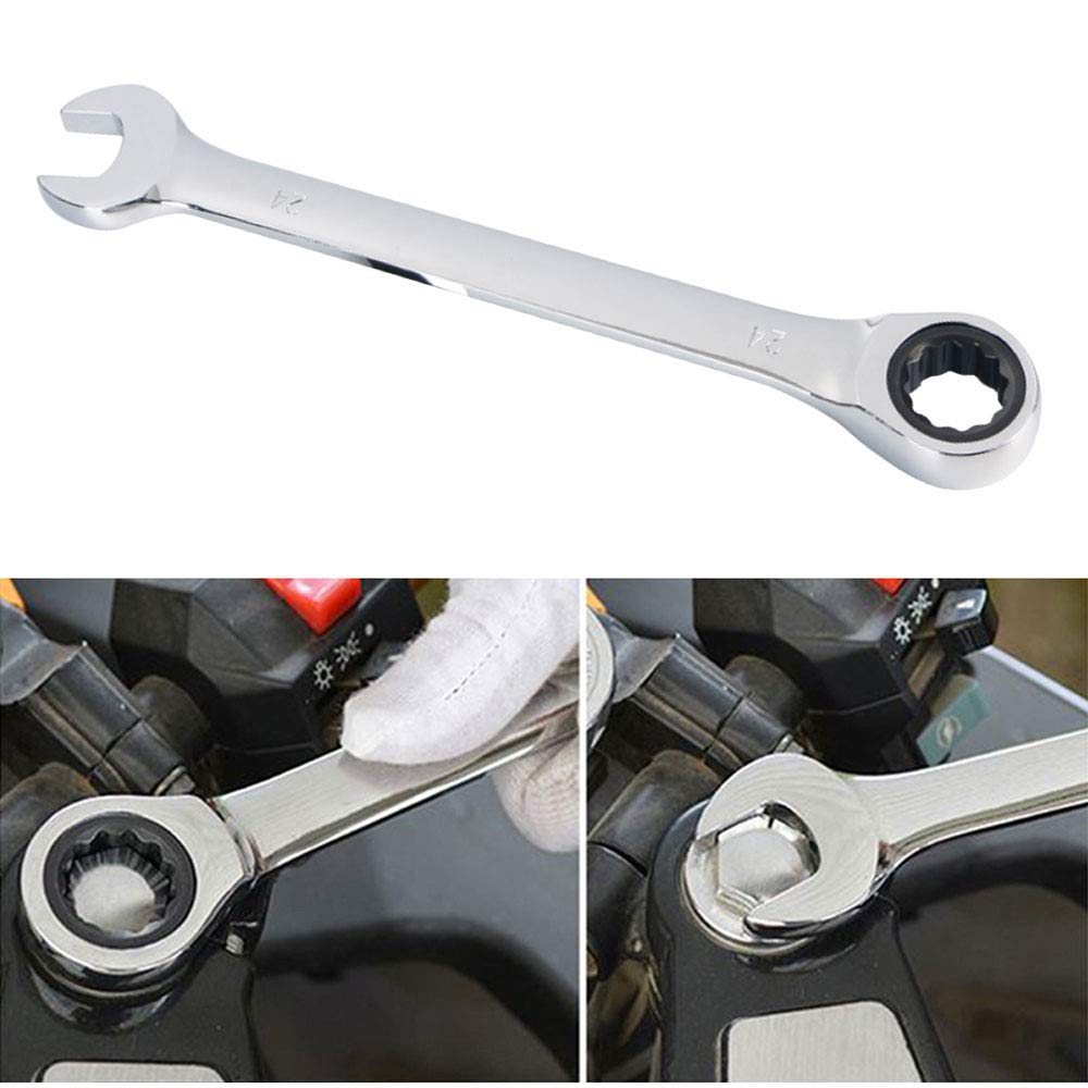 SaferCCTV Klucz metryczny 21 mm 22 mm 24 mm zestaw kluczy grzechotkowych, klucz płasko-oczkowy z grzechotką