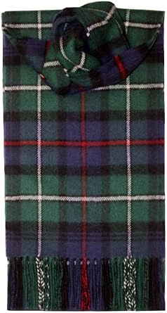 Lochcarron of Scotland MacKenzie Clan Modern Tartan Scarf, Navy, Green, Red, White, 100% Lambswool, 180cm x 25cm, Unisex Adults