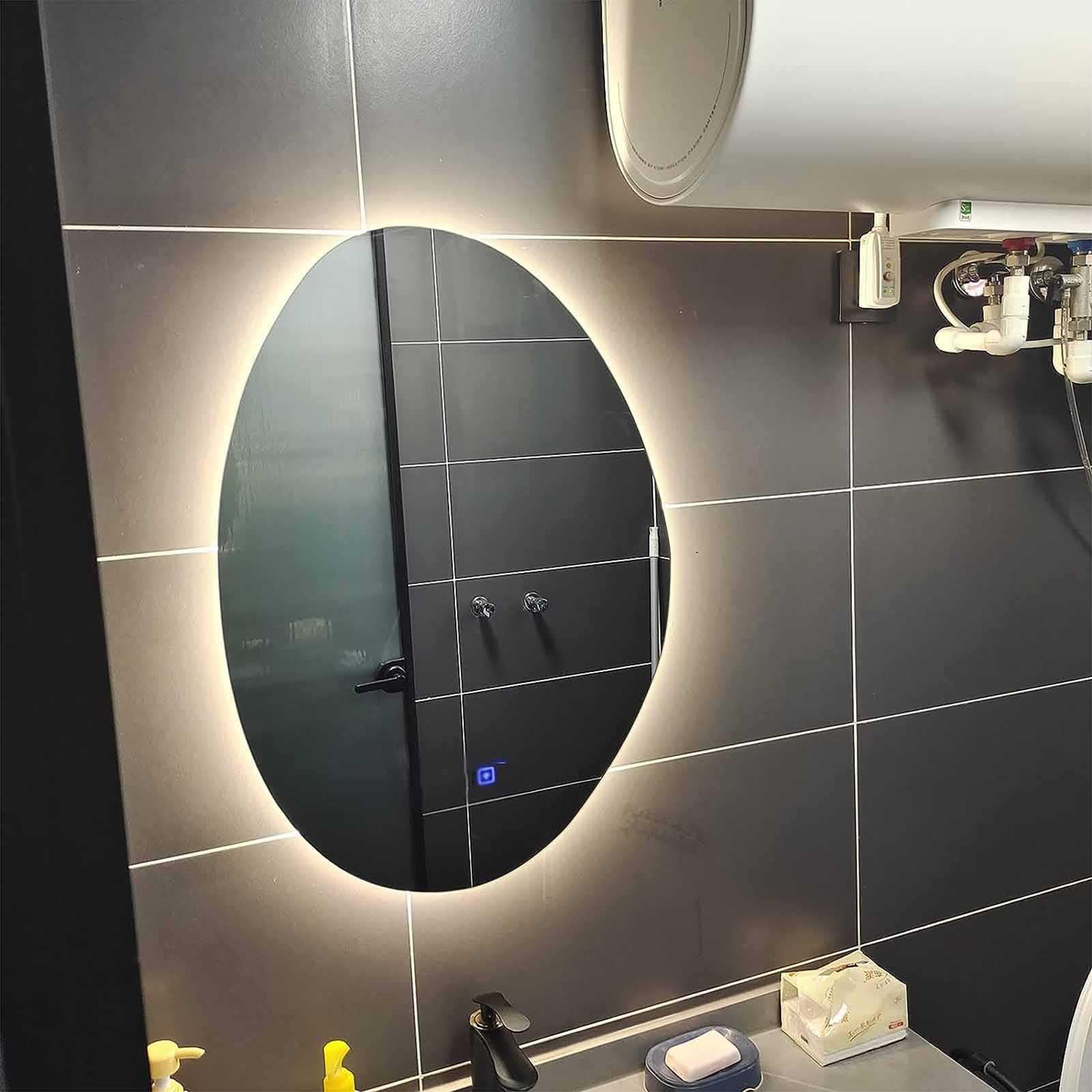 Miroir de courtoisie à LED anti-buée tactile et étanche pour douche