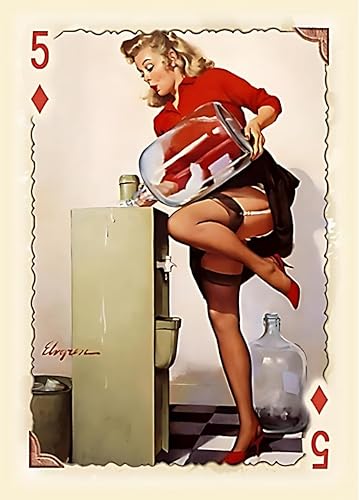 Miniatura 6 de Naipes vintage para chicas Pin-Up | Póker de 54 cartas y baraja de puente con arte clásico de los años 40 a 50