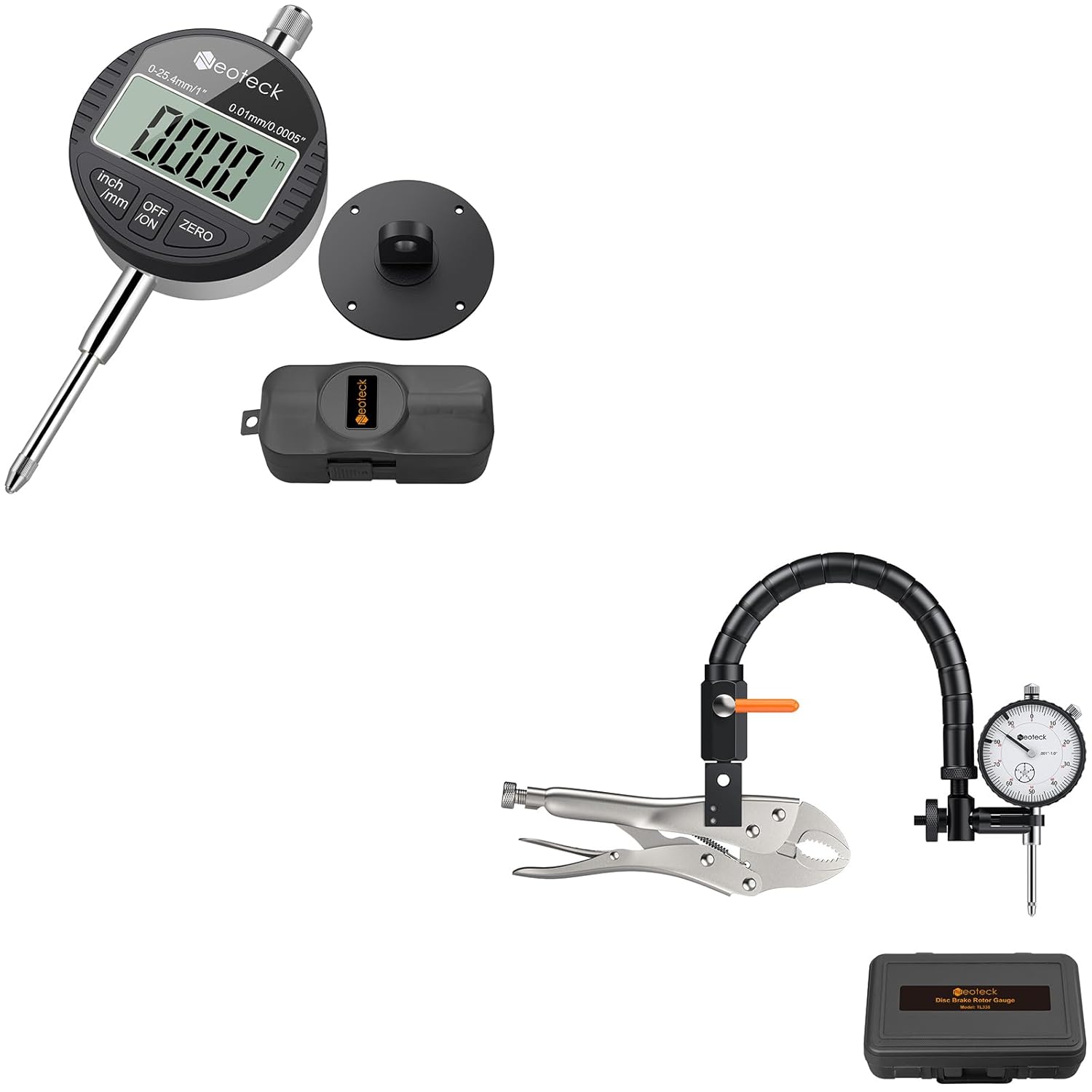 Neoteck 1" Digital Indicator + 1" Disc Brake Rotor Gauge