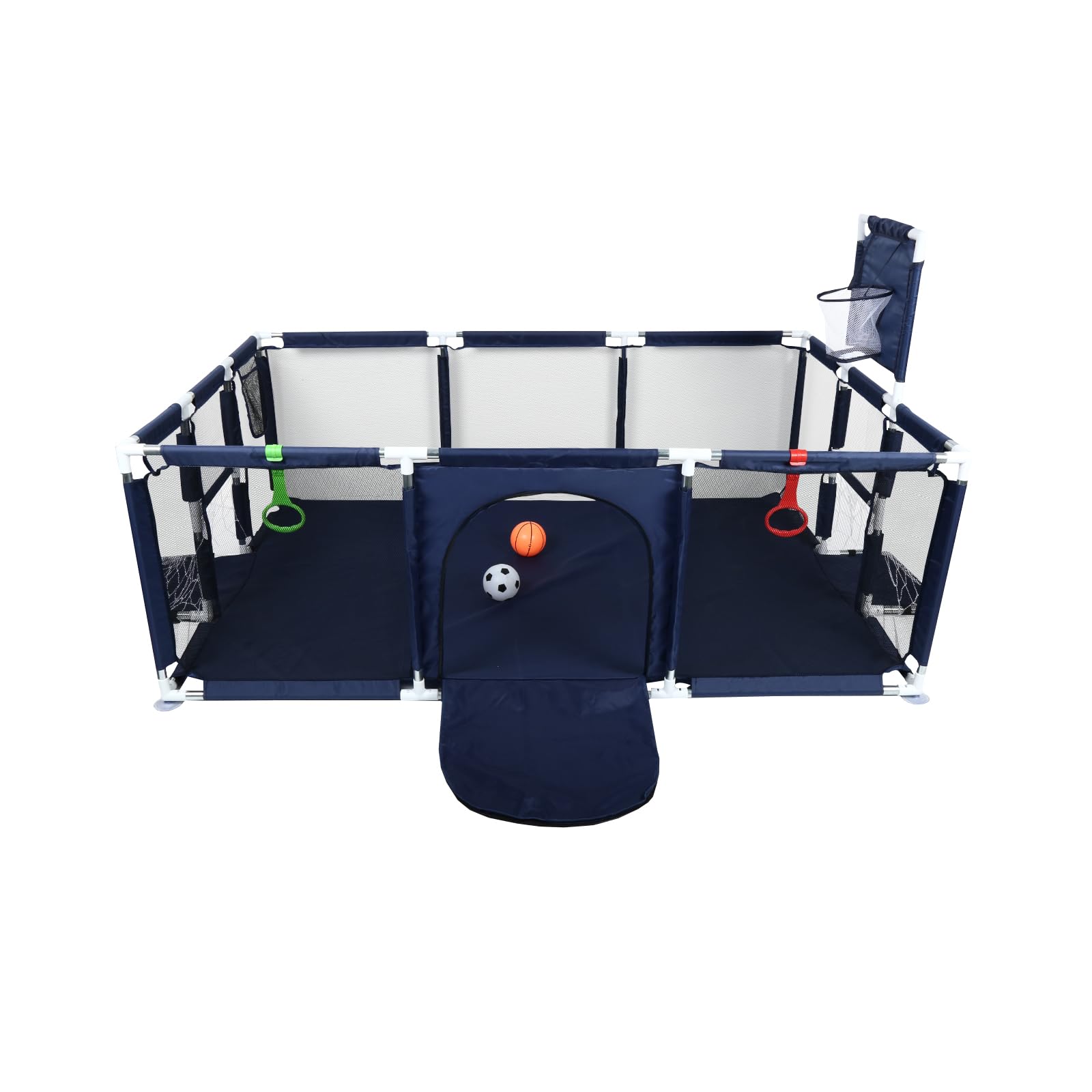 Cucciolo da pollici con porta, parco per cuccioli o cani piccoli, lavabile in lavatrice, interno/esterno (180 x 120 x 66 cm (blu navy)(C))
