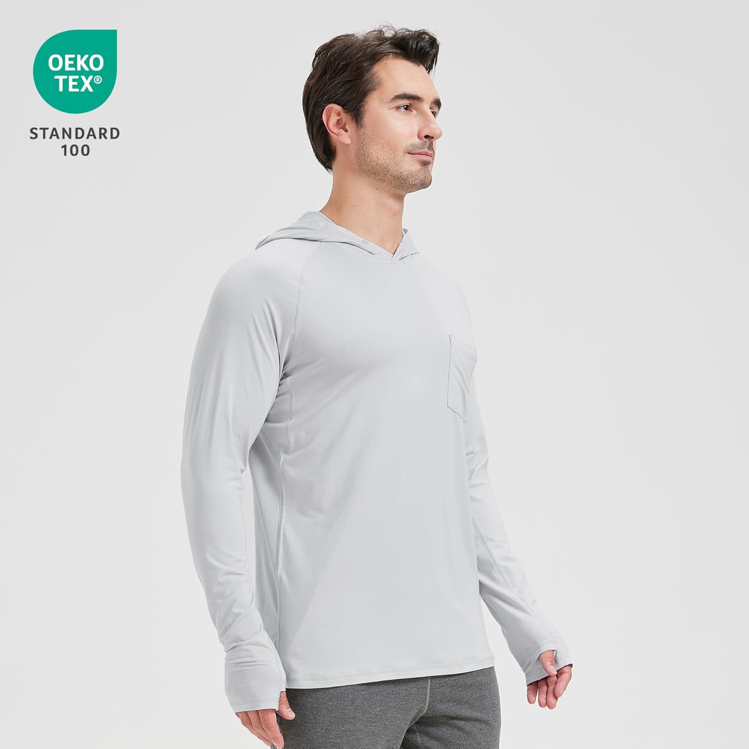 netdraw Men's Bamboo Viscose Performance Hoodie with Pocket UPF 50+ Long Sleeve Lightweight Hiking Athletic Sun Shirt - Image 2