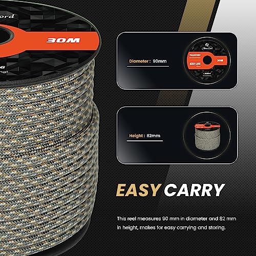 Abma Cord Paracord 620 lbs 4mm 9 Strands 100% Nylon 30M - ACU Digital Camo, Military-acu Digital Camo, 30 Meters - Image 2