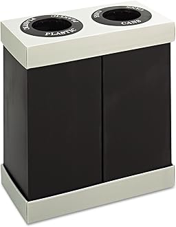 Safco Products At-Your-Disposal Double Recycling Center 9794BL, Black, Impact and Water Resistant, Two 28 Gallon Bins