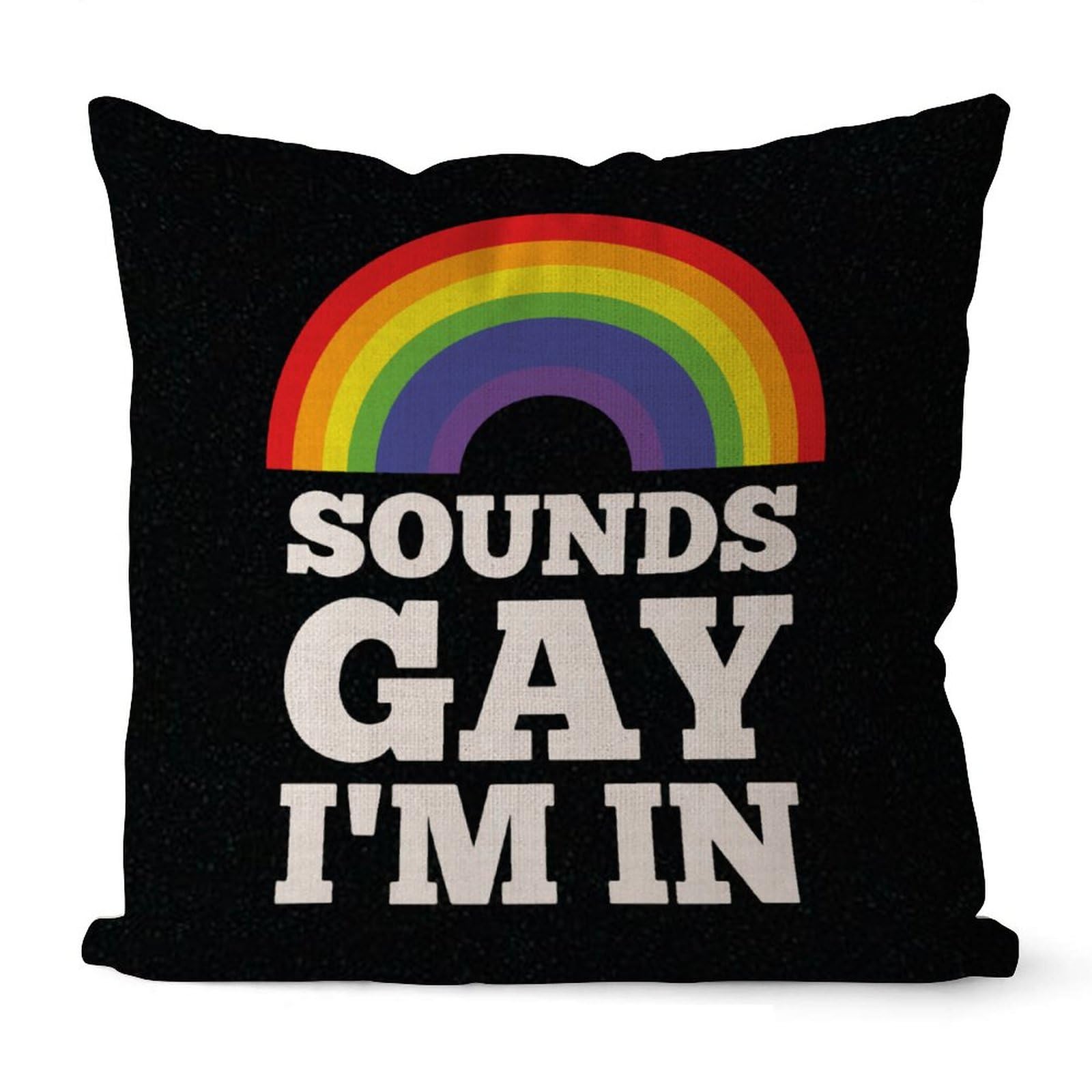Yelolyio Gay Pride Lgbt Equality Lesbian Decorative Cotton Linen Pillow Covers Sounds Gay I'm In Gay Throw Pillow Case Cushion Cover For Home Office Decor,16 X16 Inches
