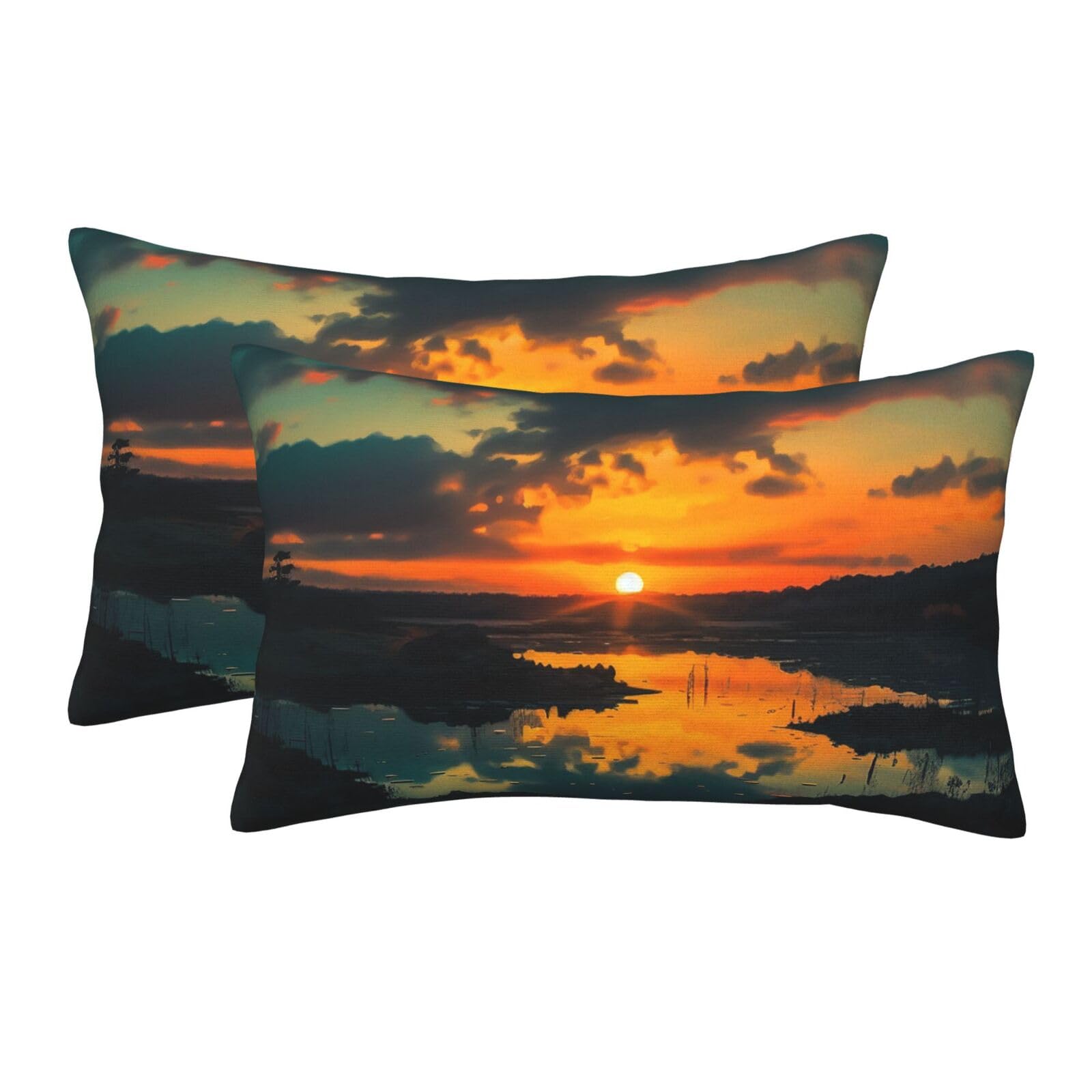 2 Pack Pillow Cases with Hidden Zipper, Soft Breathable Pillow Covers for Hair and Skin, Sunset Dawn Pillowcases 20"x30" Bed Pillow Protectors Cover for Sleeping Gifts