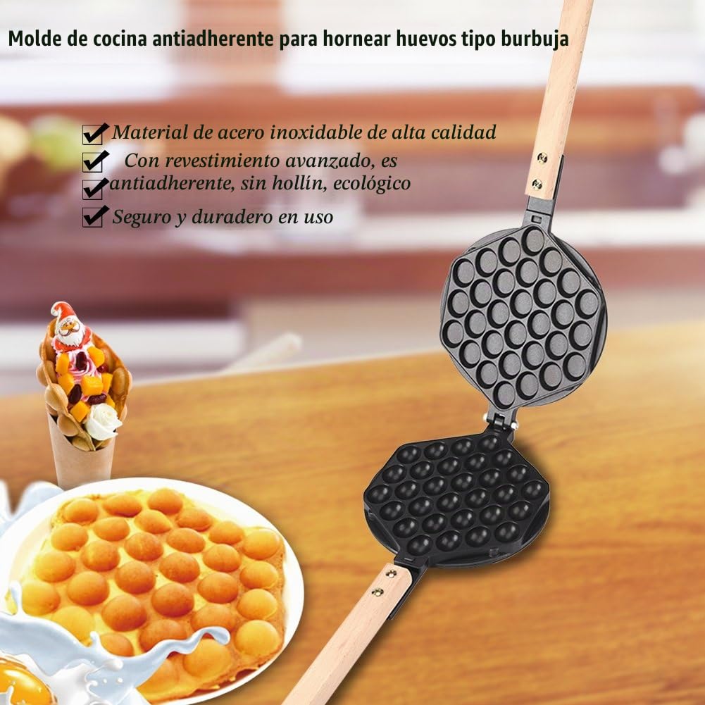 Waflera, Cocina Antiadherente Huevo Burbuja Molde para Hornear Placa Máquina para Hacer Gofres Herramienta de Sartén para Uso Comercial en el Hogar