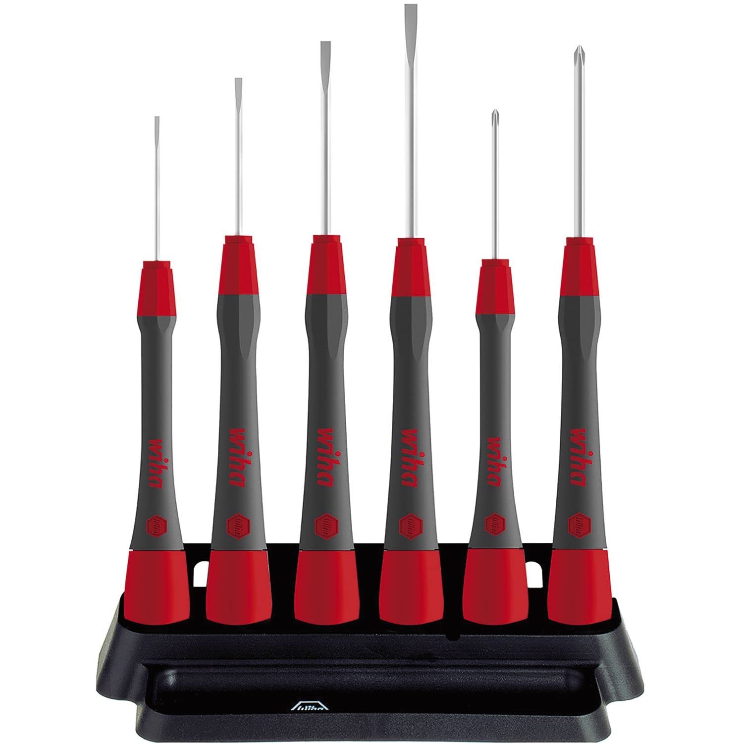 Wiha Juego de destornilladores de precisión PicoFinish® ranurados, Phillips, de 7 unid., incl. soporte (42990)