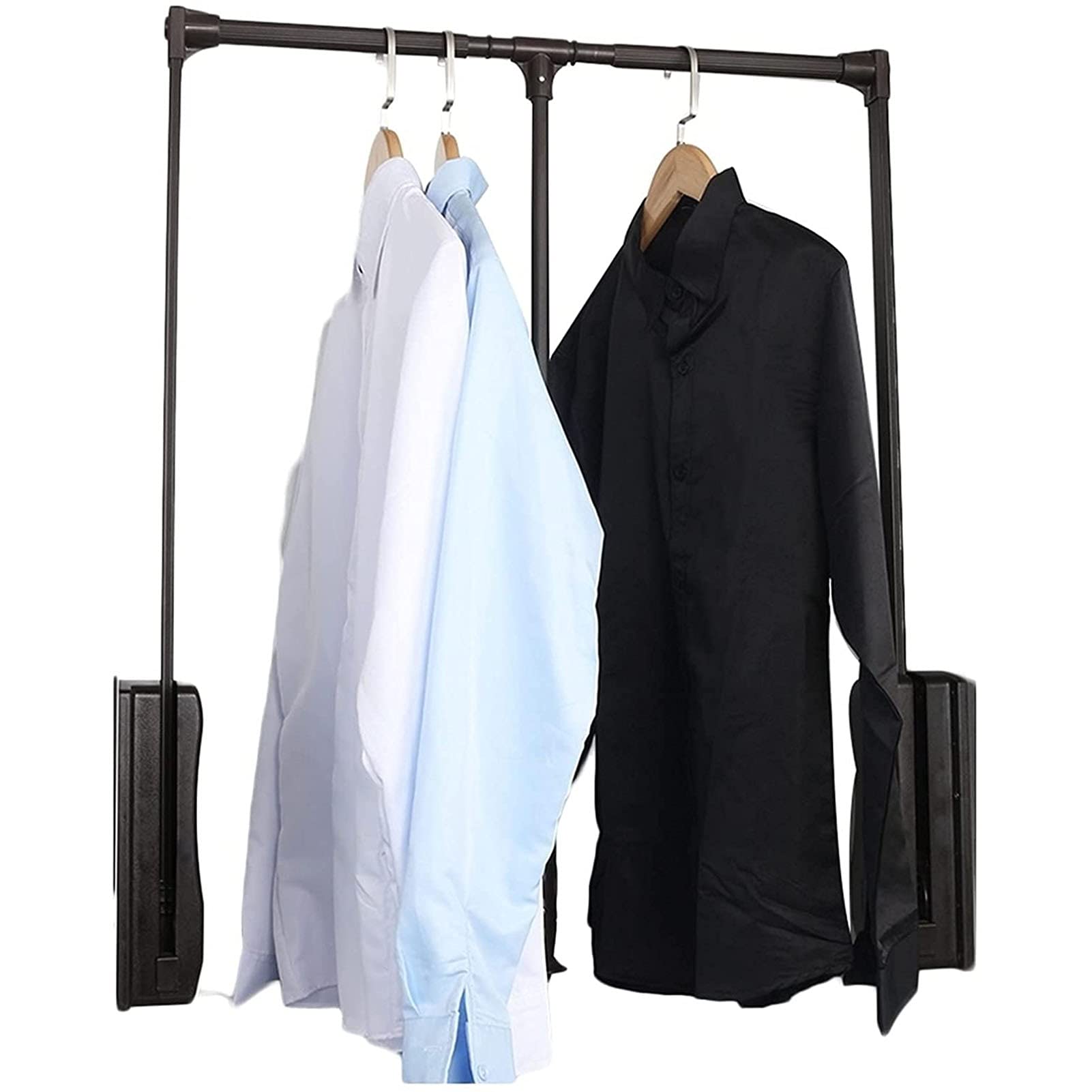 HTTGDGDH Adjustable Pull Down Closet Rod Storage Rack, Heavy Duty Aluminum Wardrobe Lift Rail Organizer For Clothes, Retractable Hanger System 45-115Cm,83-115cm