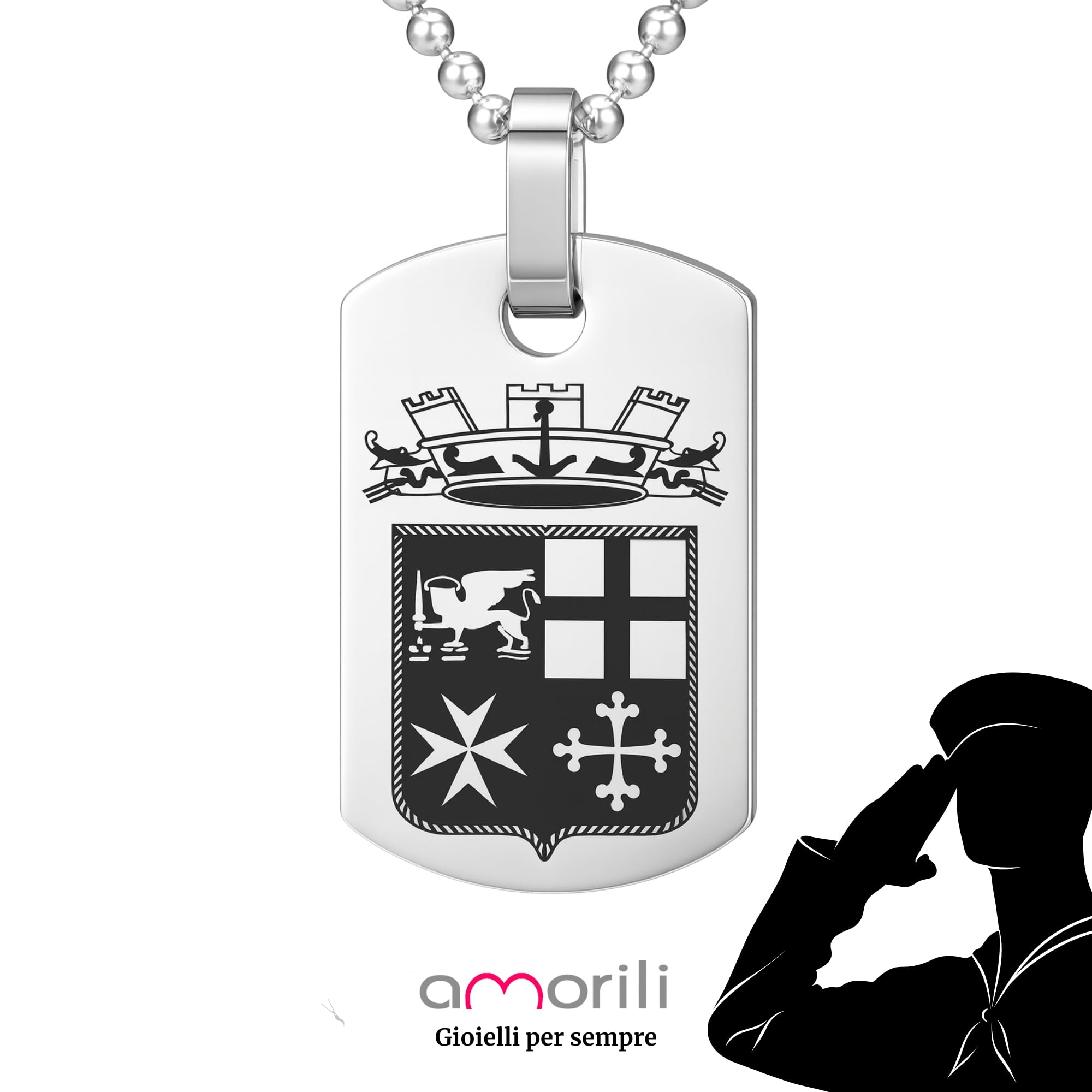 Collana Marina Militare Uomo Donna in Acciaio Inox | Simbolo Marina | Girocollo Catena Resistente Antiallergica | Gioiello Nautico Regalo Perfetto cll0761