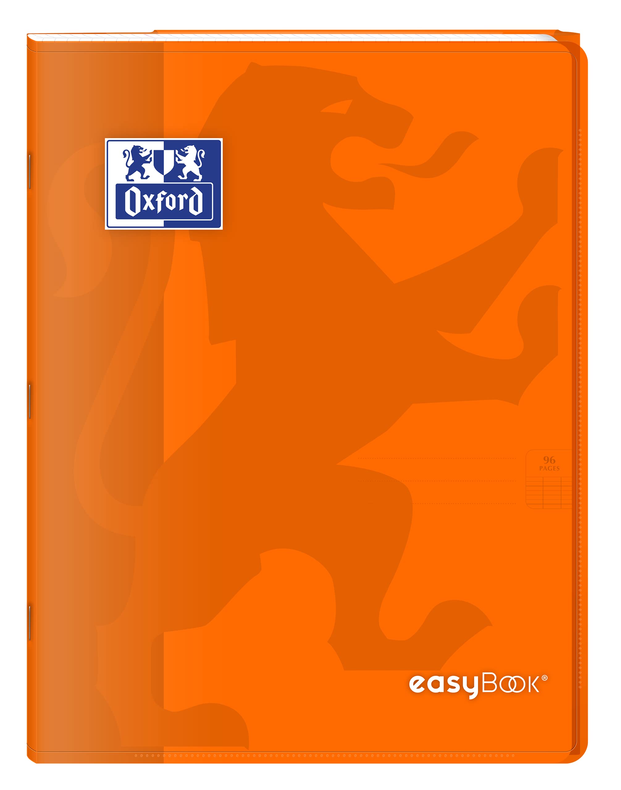 Oxford EasyBook Zeszyt zszywany 24 x 32 cm 96 stron duże kratki Seyès 90gr Polipro Koc Pomarańczowy z kieszeniami, zestaw 40 szt