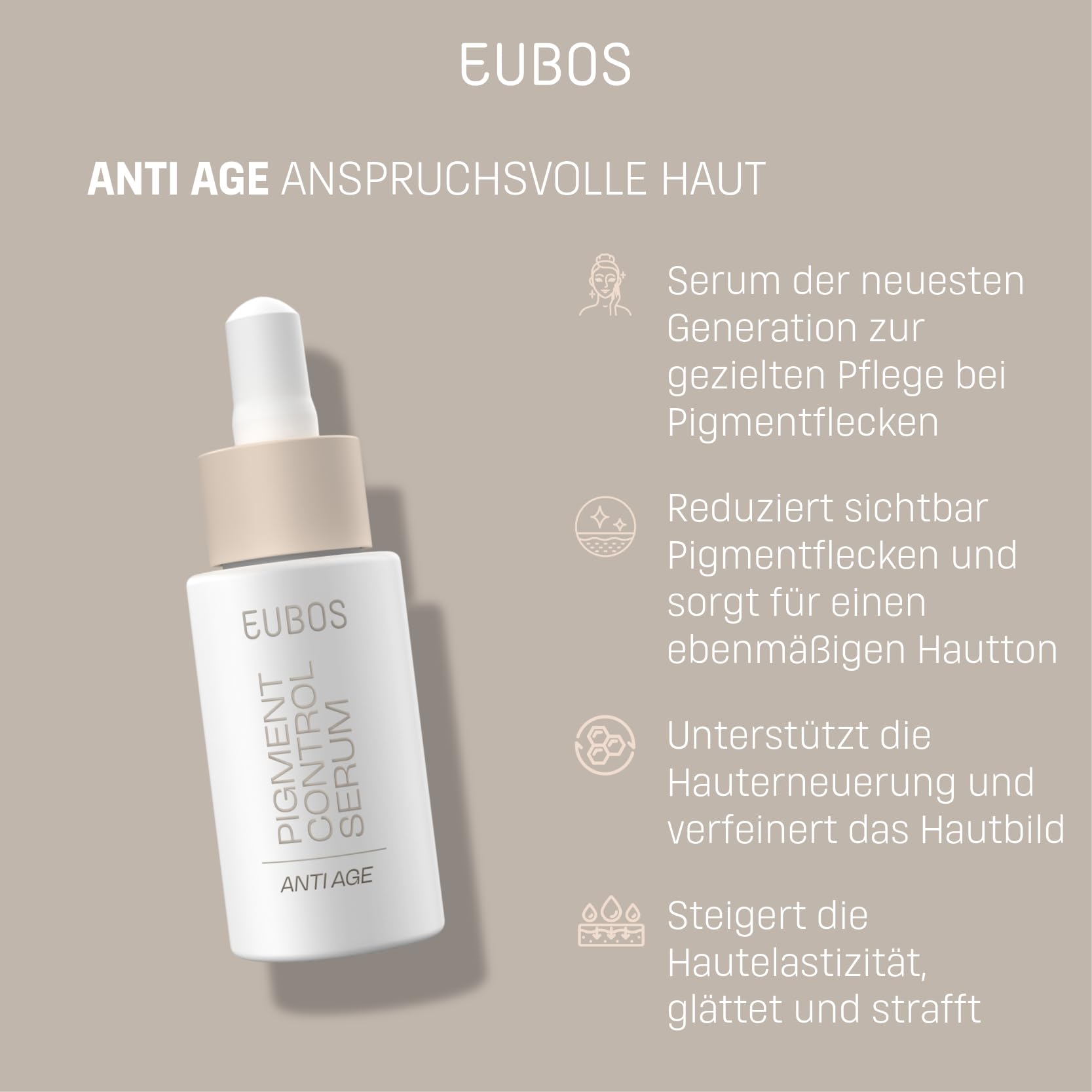 EUBOS ANTI AGE PIGMENT CONTROL Serum 30ml | Gegen Pigmentflecken für einen ebenmäßigen Teint, Mit Melazero, Niacinamid & Vitamin C, Vegan, Ohne Mikroplastik
