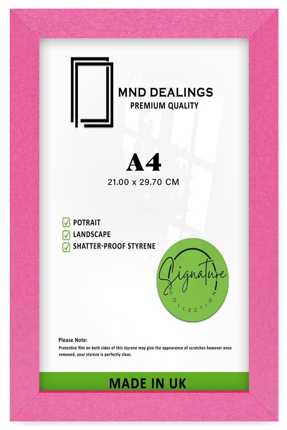 Mnd Dealings Pink | Durable A4 (21.00 X 29.70 Cm) Rectangle Poster Frame 11 X 8 Inch | With Scratch-Proof Perspex |For Horizontal Or Vertical 210 X 297 Mm Wall Mounting- [ ]