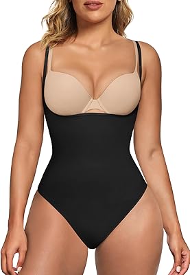 SHAPERX Open Bust Shapewear Tummy Control Bodysuits for Women Seamless Compression High Waisted Body Shaper