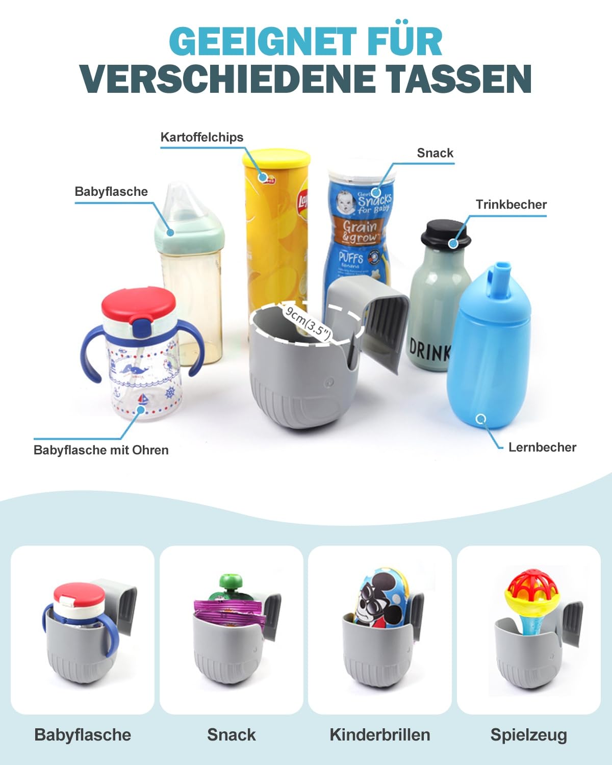 Becherhalter Für Kindersitz - Niedlicher Wal Getränkehalter Für Auto & Kinderwagen