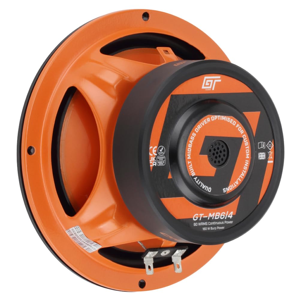 KIT Set pour Bass Face GT Audio GT-MB6/4 1 woofer médium-Grave 16,5 cm 165 mm 6,5" de diamètre, 80 Watts rms 160 Watts Max, impédance 4 ohm, Portes, pour Voitures, 1 pièce