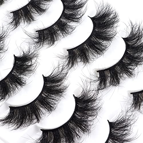 Wleec Beauty False Eyelashes, 20mm Lashes Fluffy, Long Thick Fake Eyelashes Dramatic Lashes (7 Pairs, FM32)