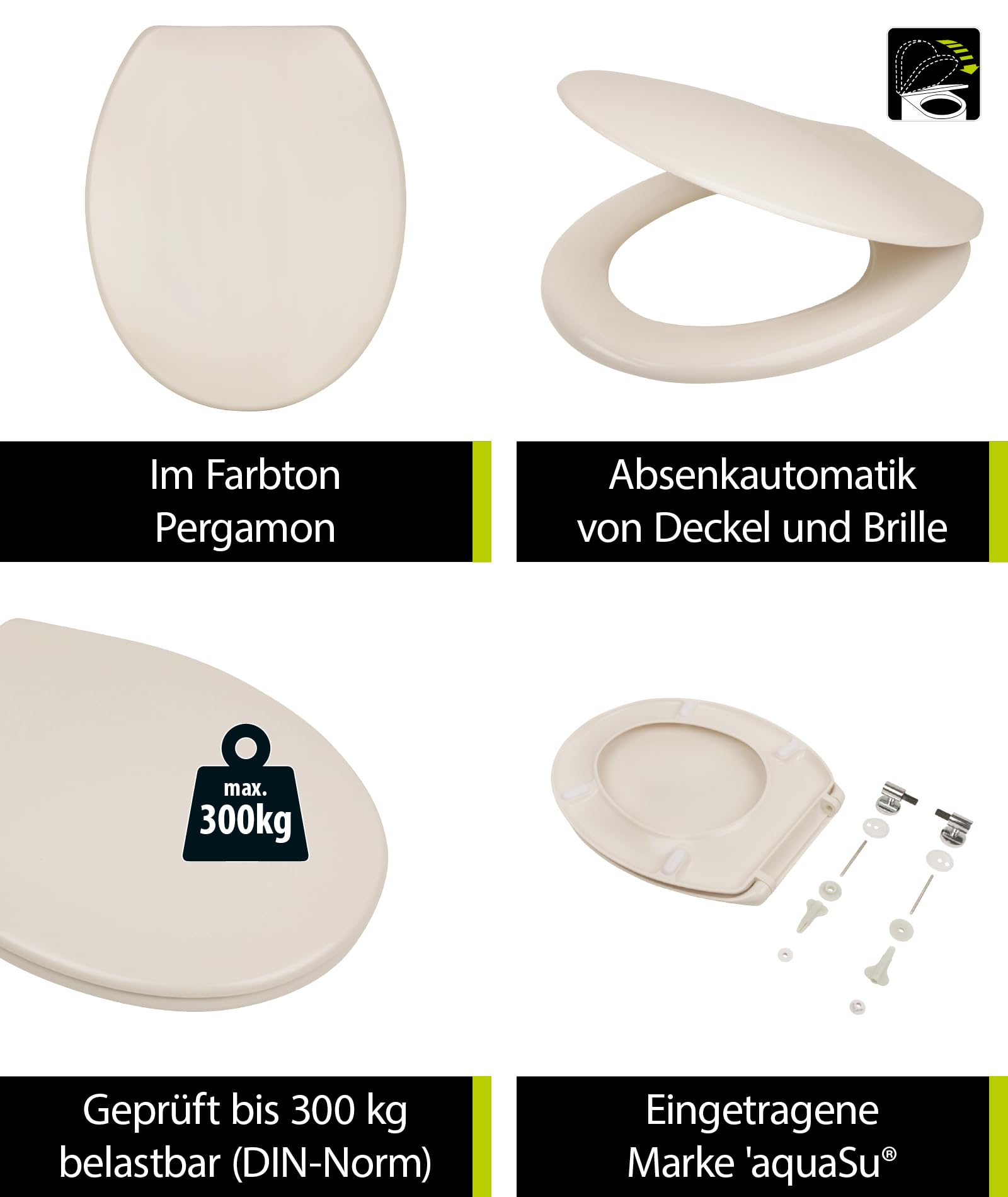 Abattant WC antibactérien Siena avec mécanisme de fermeture amortie - Pergamon