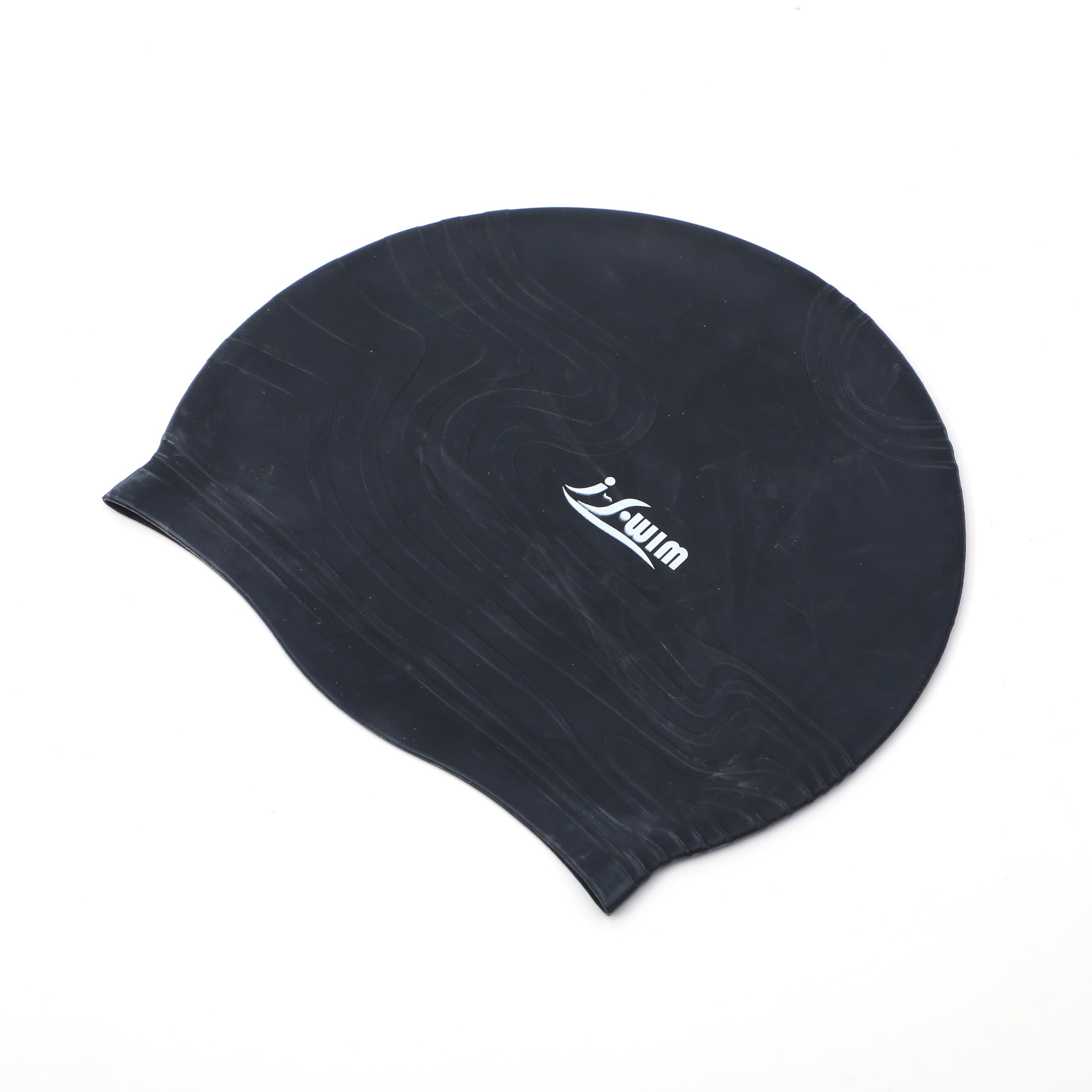 I-Swim Men's Swimming Cap | for Adults Use | Fully Elastic Waterproof and Strechable | Long-Lasting Fitted | Protecting Hair from Chlorine | Material: Silicone | Size: Free | Color: Black 1