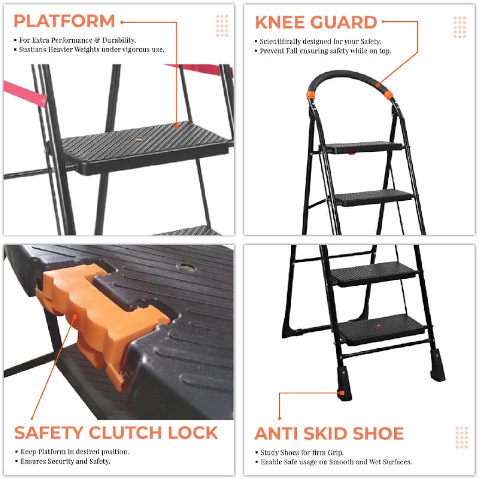Heavy Duty Foldable Step Ladder, Extra Strong
