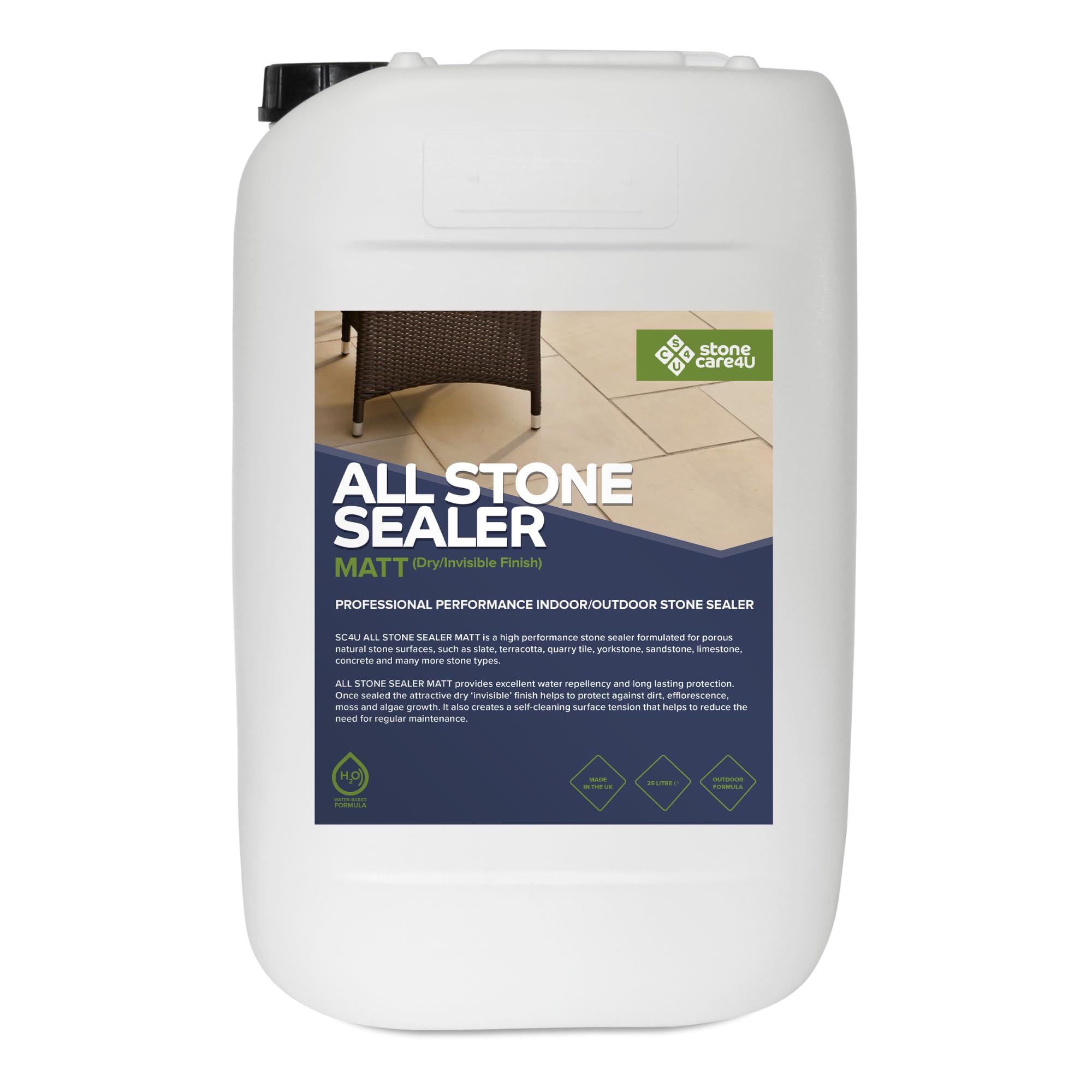 StoneCare4U - All Stone Sealer Matt Finish - 25L - Dry Finish, Invisible, Exterior Natural Stone Sealant for Sandstone, Limestone, Slate & More. Outdoor Clear Sealant for Patio, Drive & Paths โ image 1