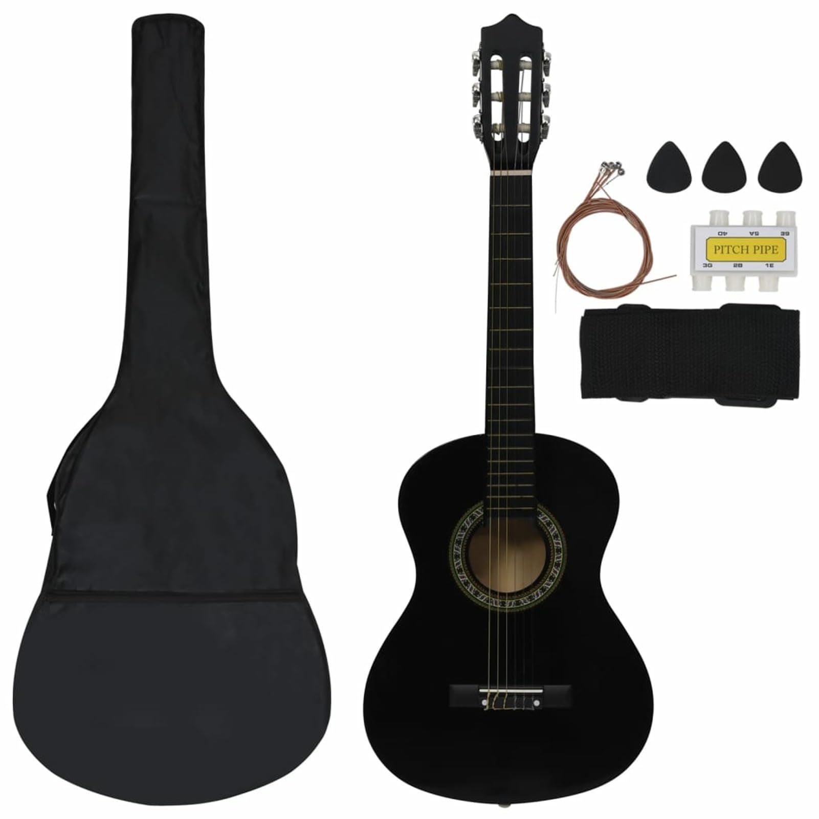LAPOOH Set Chitarra Classica per Principianti 8 pz Nera 1/2 34",Arte e Svago,Hobby e Arti Creative,Strumenti Musicali,Strumenti a Corda,Chitarre-70127