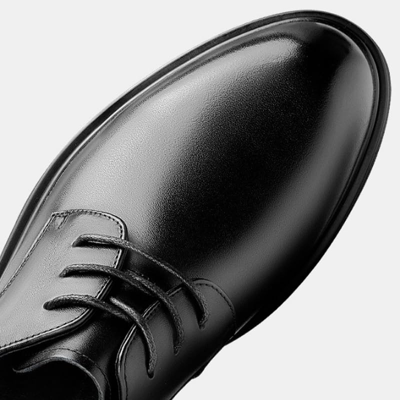 Men's Genuine Leather Lace Up Oxfords Casual Business Pointed Toe Non-Slip Platform Comfortable Breathable Casual Shoes4