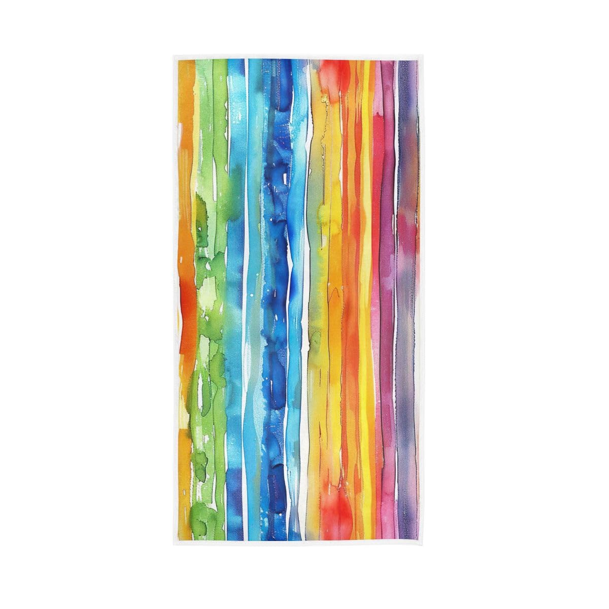 HUYGD Watercolor Stripes Multicolored Hand Towels, Bathroom Towel for Hand, Face, Hair, Yoga, Kitchen, Bath 15 x 30 Inches