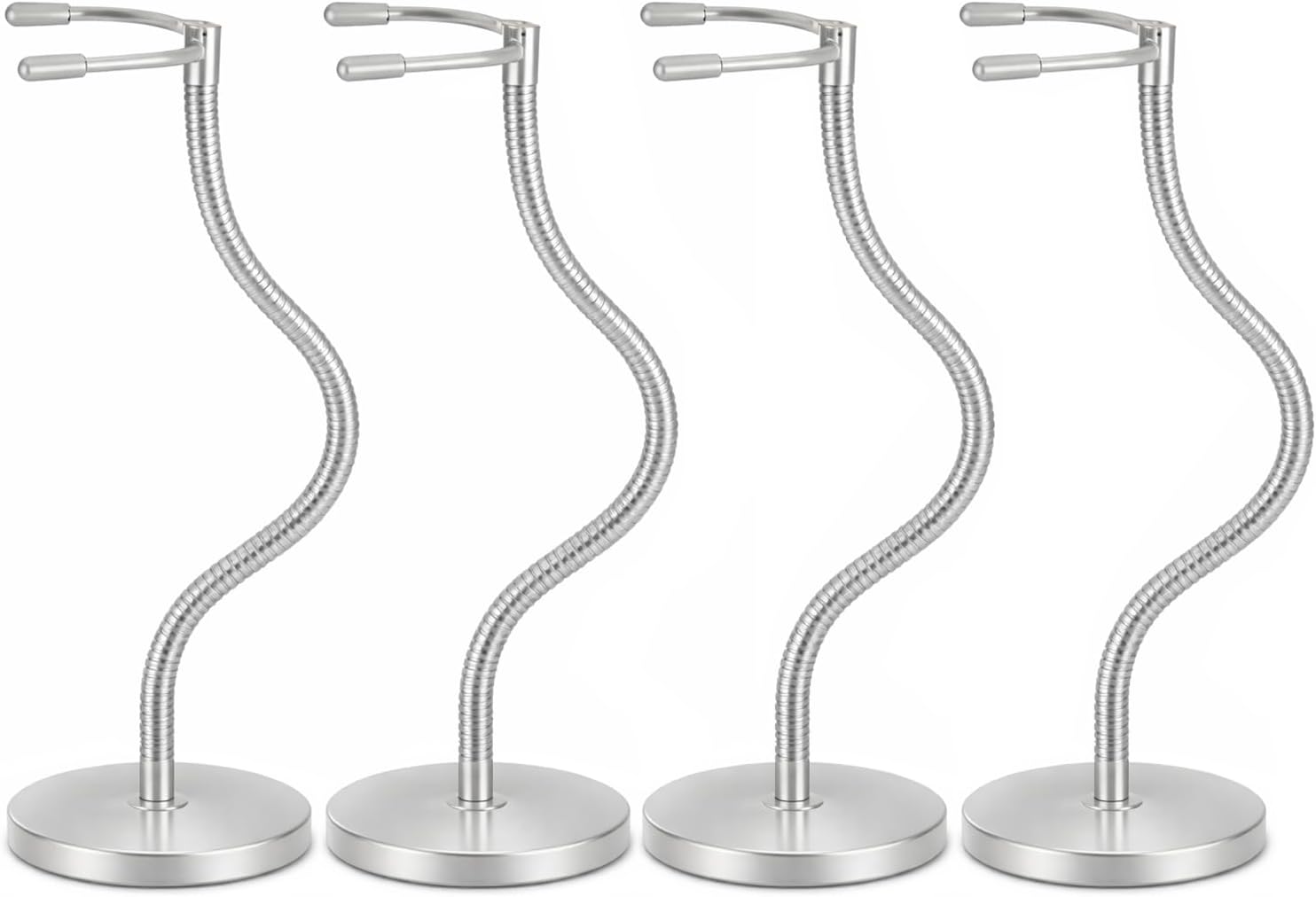 4 Pack Silver Action Figure Stand with Magnetic Base –Stop Motion Rig with Adjustable Dual-Arm Clip