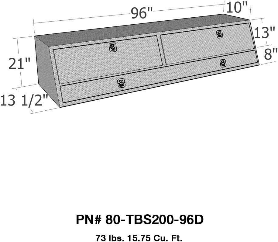 Brute 80-TBS200-96D Pro Series 96" Contractor TopSider Polished Aluminum Tool Box with Doors