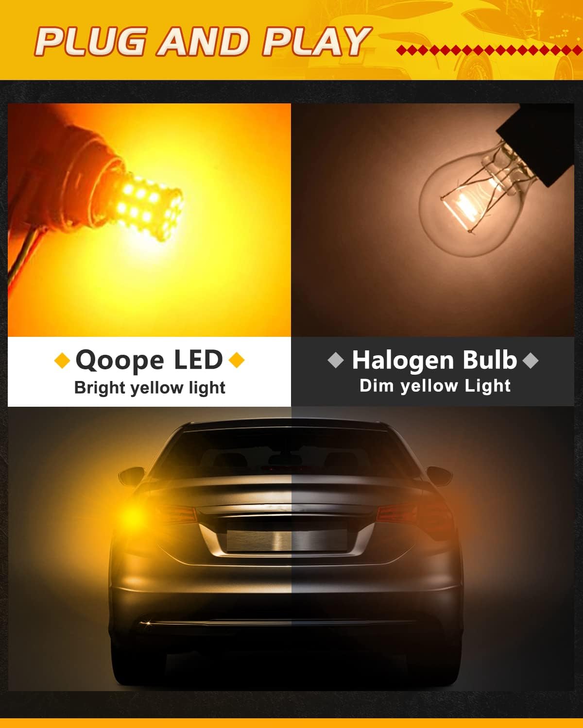 Nеw Dеаl Qoope - Pack of 4-1157 BAY15D 2057 2357 7528 LED Bulbs Super Bright Amber/Yellow 12-24V DC 2835 33SMD LED Bulbs for Turn Signal Blinker Lights Side Marker Light