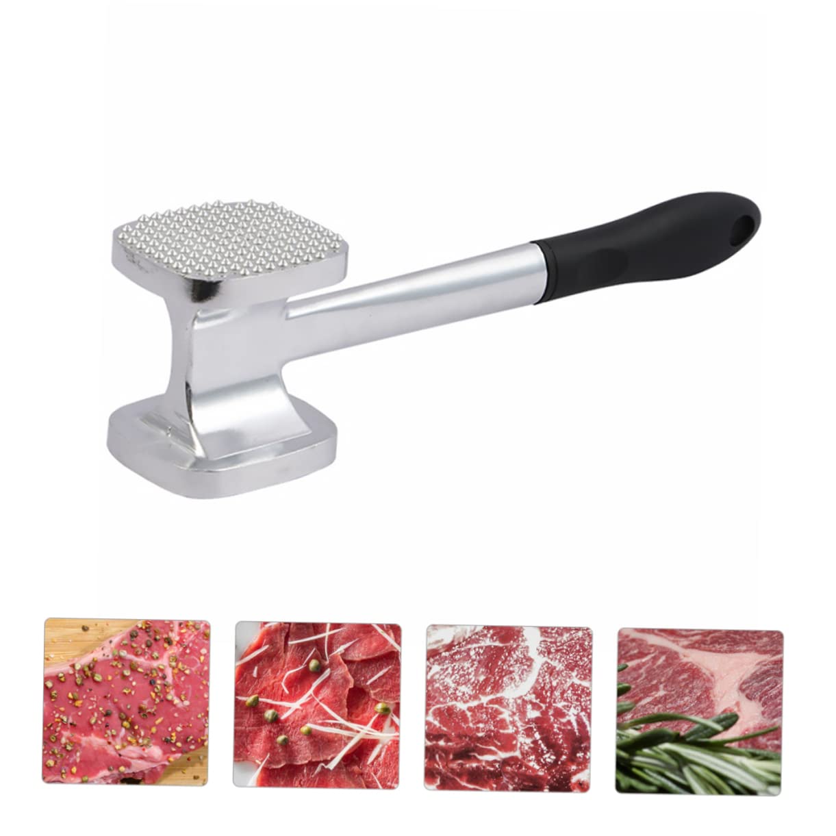 OUNONA Aluminum Steak Hammer Beef Meat Smasher Tool Steak Tenderizer for Double Meat Tenderizer Meat Hammer Mallet Steak Mallet Hammer Sided Aluminum Meat Hammer Silver Aluminum Alloy.
