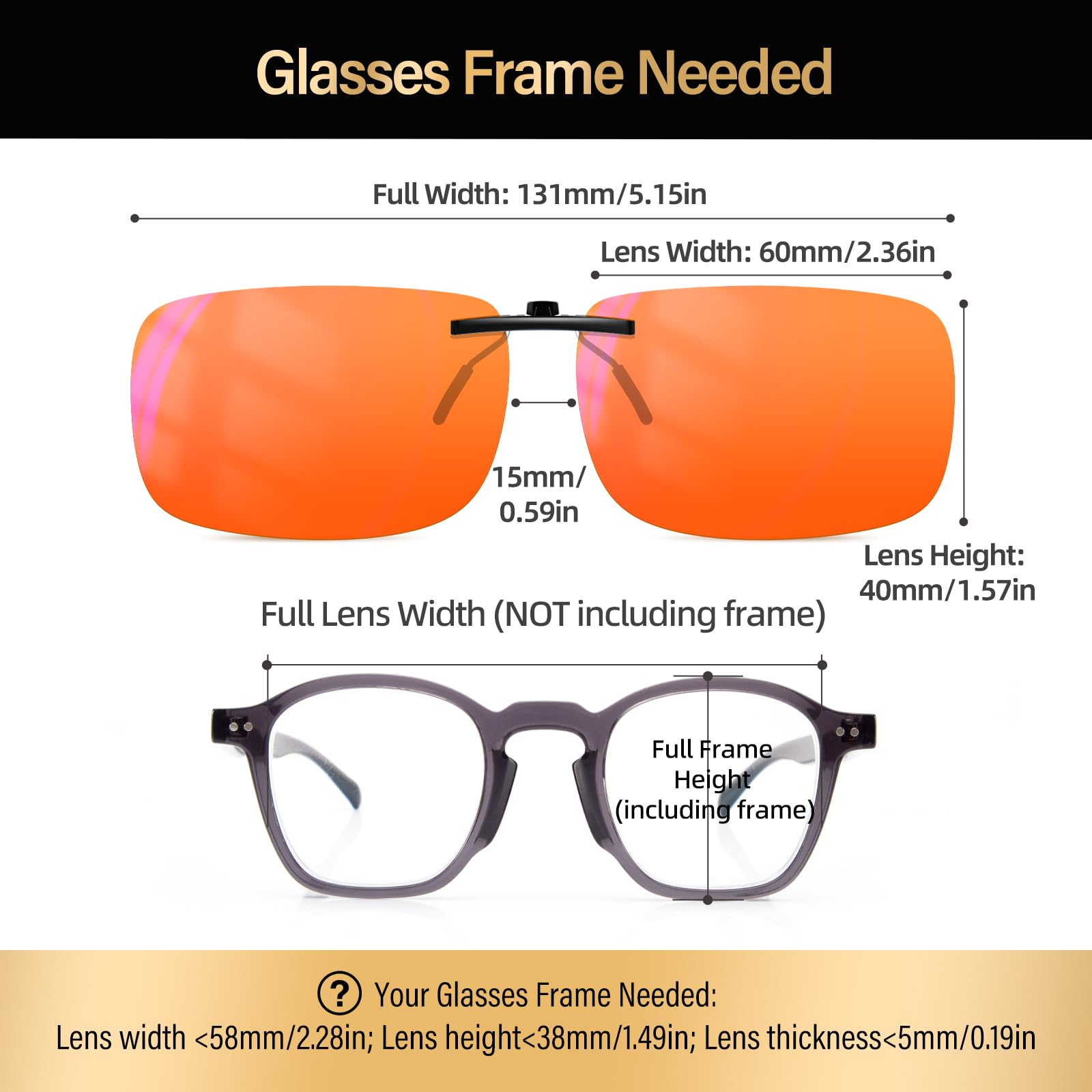 Goiteia - Gafas con clip para bloqueo de luz azul|Gafas con clip para ordenador y juegos para una mejor noche de sueño|Anti tensión ocular (más del 99% de filtro de luz azul-transparente)
