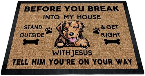 Vista 11 de Tapete de puerta con texto en inglés "Before You Break Into My House", bonito felpudo de perro pastor alemán con Juses, tapete de goma