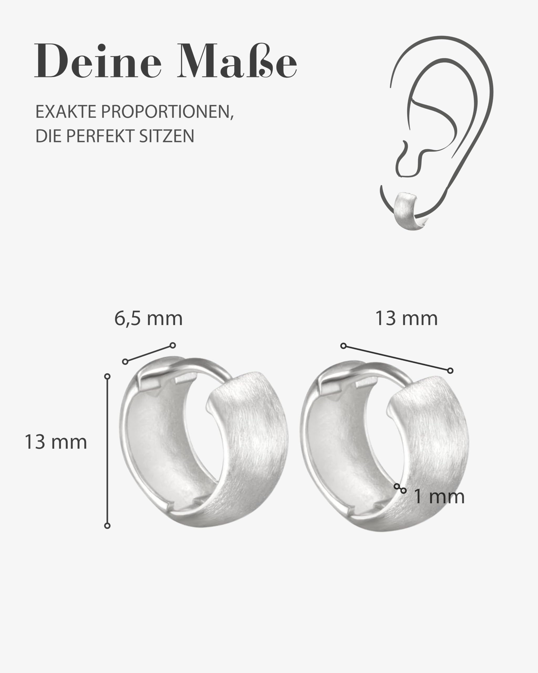 Vinani Damen Ohrringe 925 Silber - Klapp-Creolen gebürstet abgerundet - aus 925 Sterling Silber für Frauen - CARG