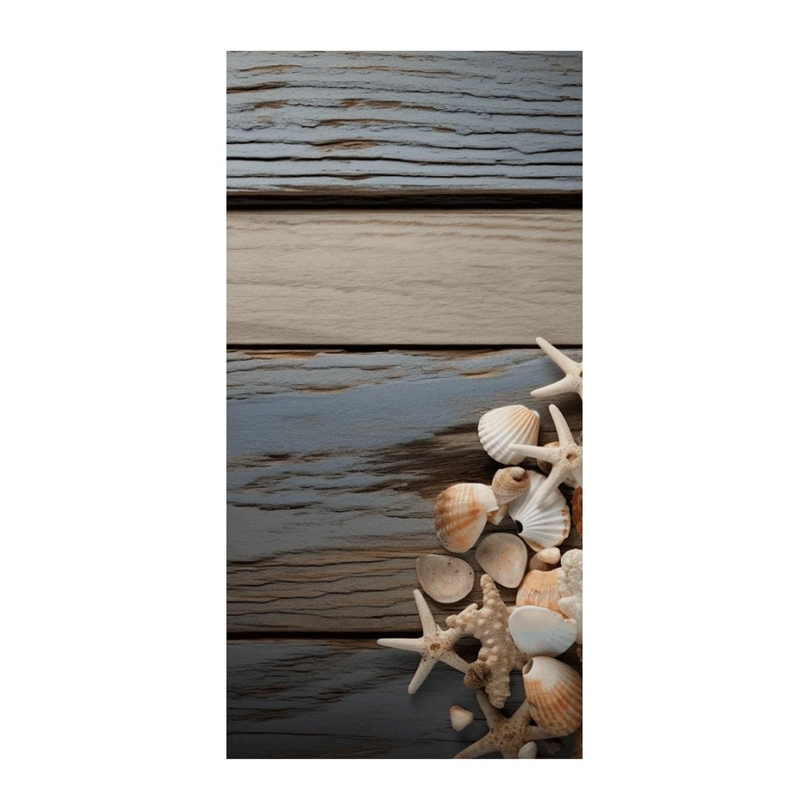 Adfgyerh Style Seashells On Wooden Board Curtains，Polyester Blackout Extra Wide，Door Curtain， 35.4X 70.9 Inch For Temporary Room Dividers Bedroom Living Room，Room Darkening Curtains ，For Doorway Privacy For Wall H