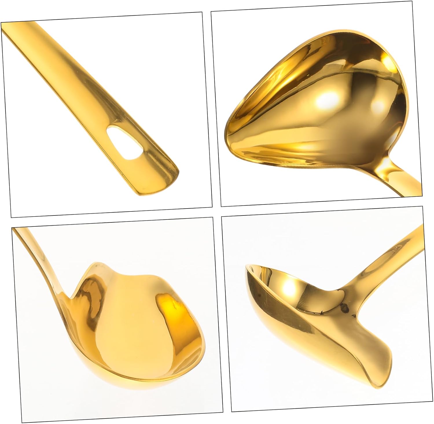 Gold Gravy Ladle Slotted Spoon Sauce Dressing Spoon Kitchen Supply Easy Clean