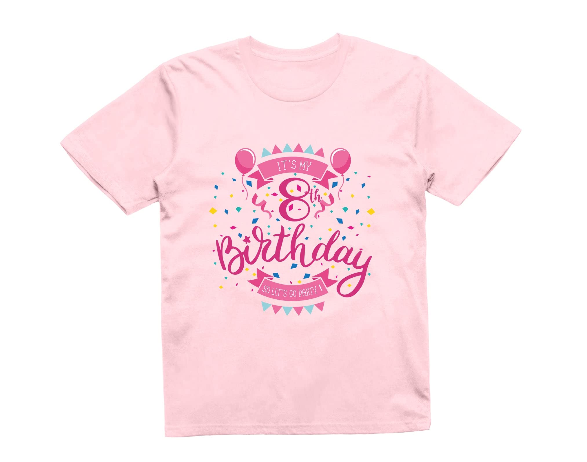 Reality Glitch Girls Light Pink It's My 8Th Birthday Kids T-Shirt