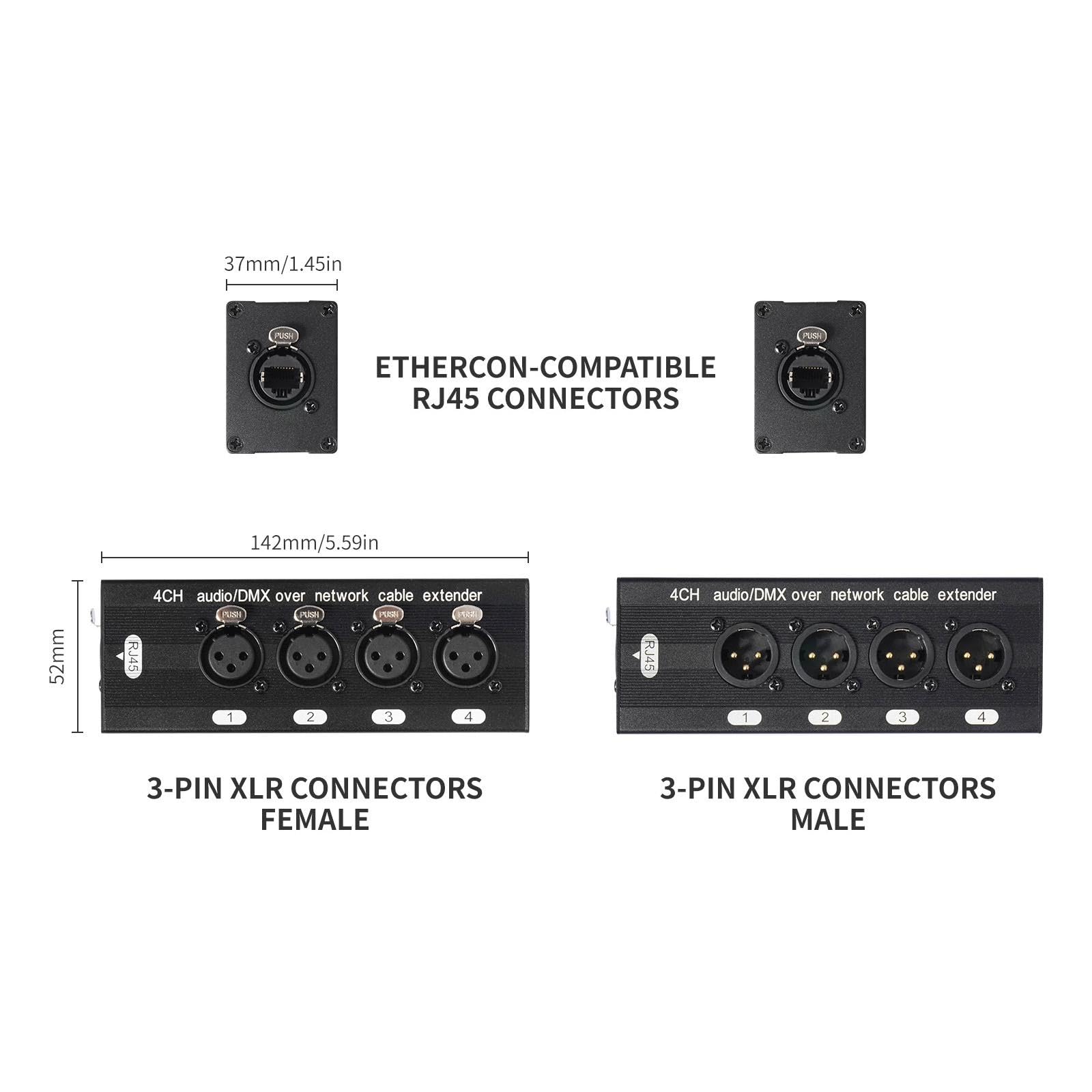 Gralara Câble Réseau Multiple 4 Broches, Portable, Polyvalent, Robuste, Mâle et Femelle sur RJ45 pour Studio D'enregistrement et Usage Domestique