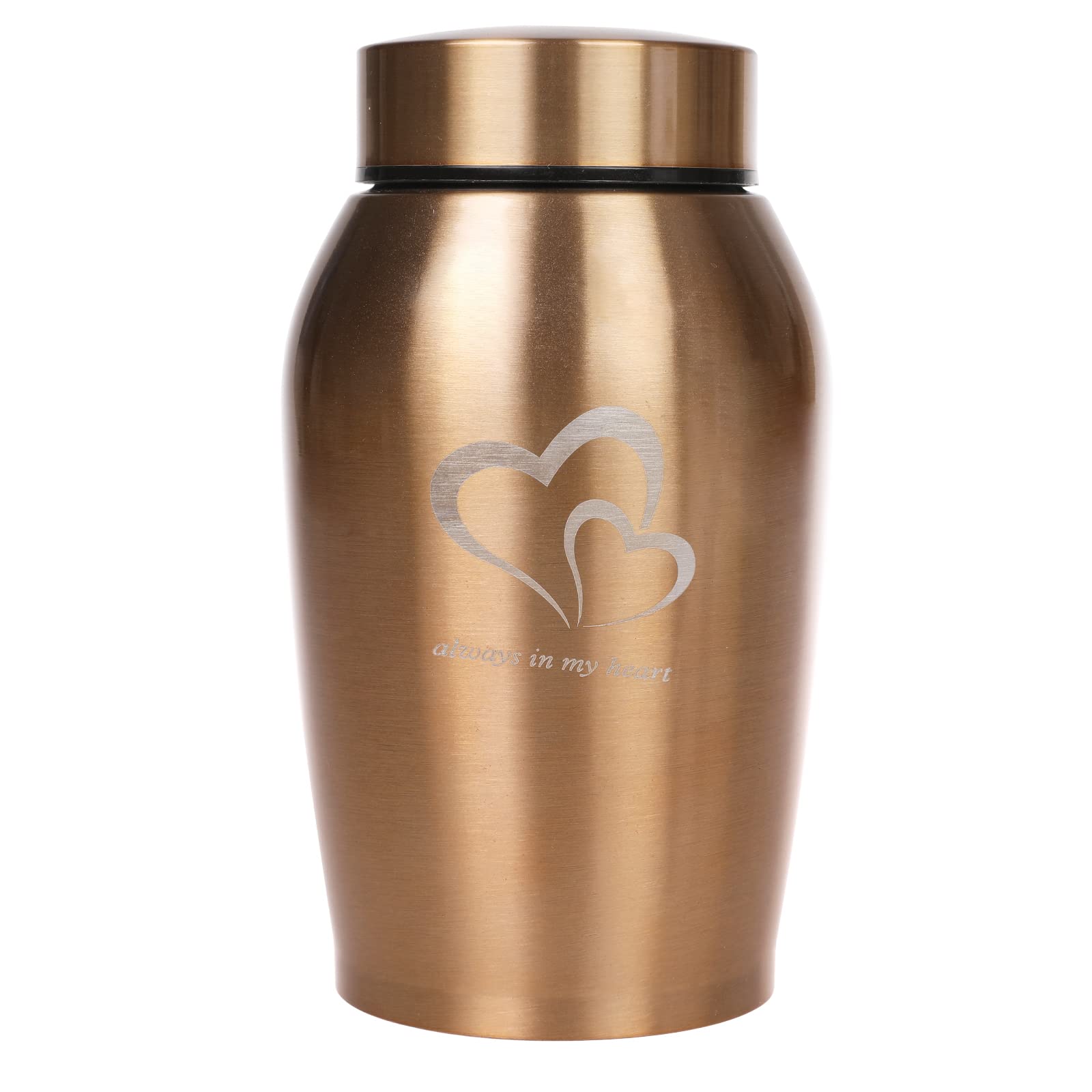 BRKURLEG Pet Memorial Cremation Urn for Ashes,Stainless Steel Cremate Funeral Urn for Dog/Cat Small Animals,''Always in My Heart'' Engraved Keepsake Box for Pet Lovers,Decorative Metal Pet Loss Gifts