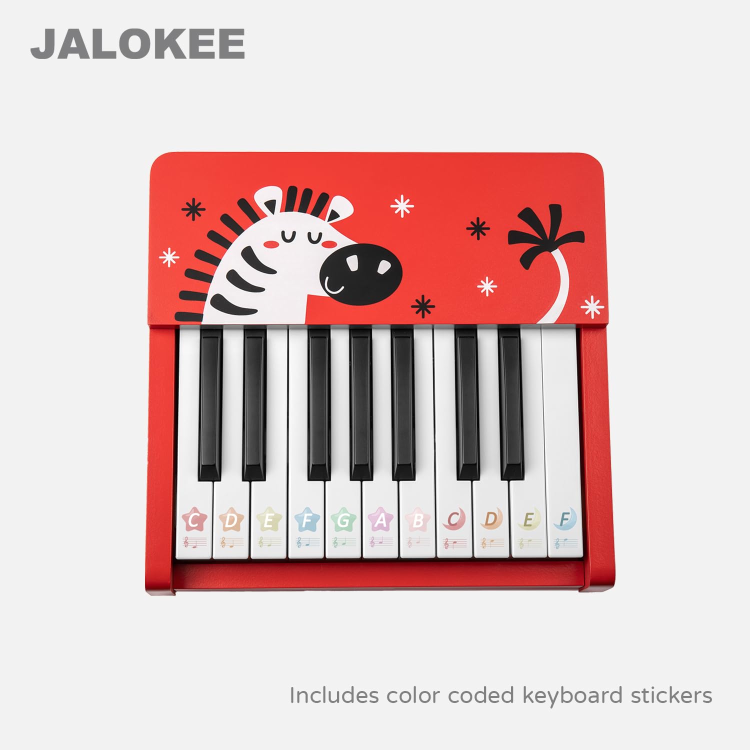 Teclado de piano para niños, 18 teclas piano digital, mini instrumento educativo de música, juguete de madera para bebés, niñas y niños (Rojo)