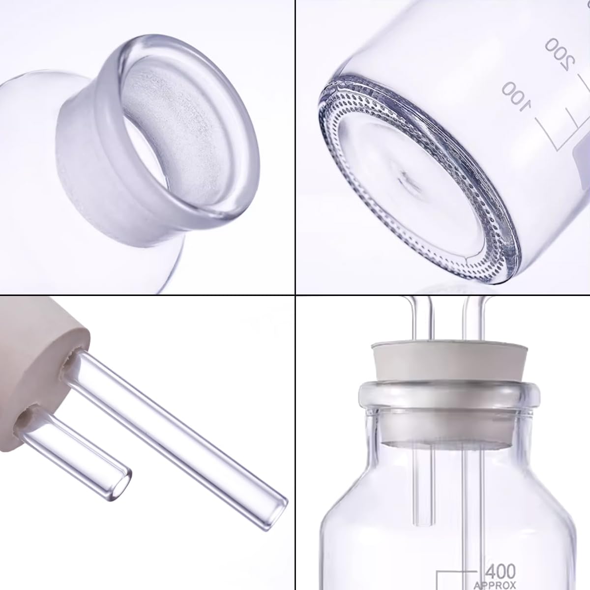 Laborflasche aus Borosilikatglas, 1000 ml, abgestufte Gaswaschflasche für Chemie-Experimente, langlebiges Laborglaswaren-Set, unverzichtbare Laborausrüstung