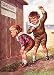 Boy Peeking into Ladies Outhouse Bathroom Picture on Stretched Canvas Wall Art Décor, Ready to Hang!