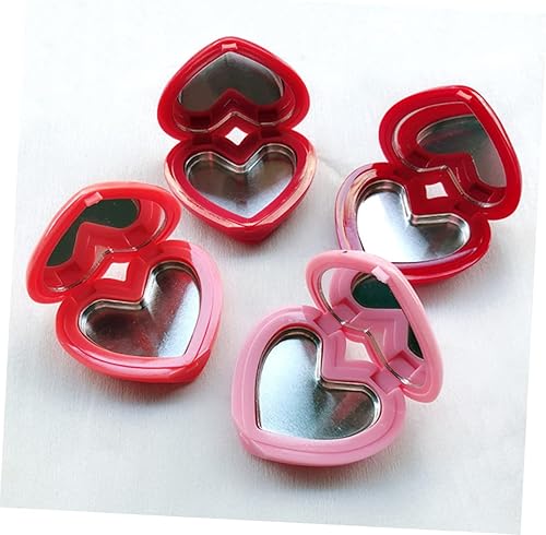 FRCOLOR 4pcs Heart Shape Refillable Lipstick and Cosmetic Container with Mirror for Travel Lightweight Portable Multi-use Cases for Lip Balm Eyeshadow Blusher Random Colors