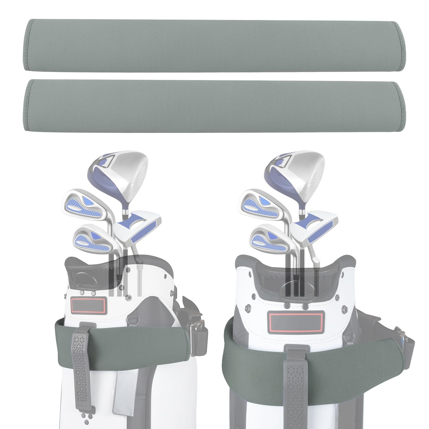 Urgown Golf Cart Strap Sleeve, Protect Your Golf Bag from Wear and Dirt - Premium Material, Simple Design, Easy to Install, Universal Fit, Gray, 2pcs, 20.5''/52cm