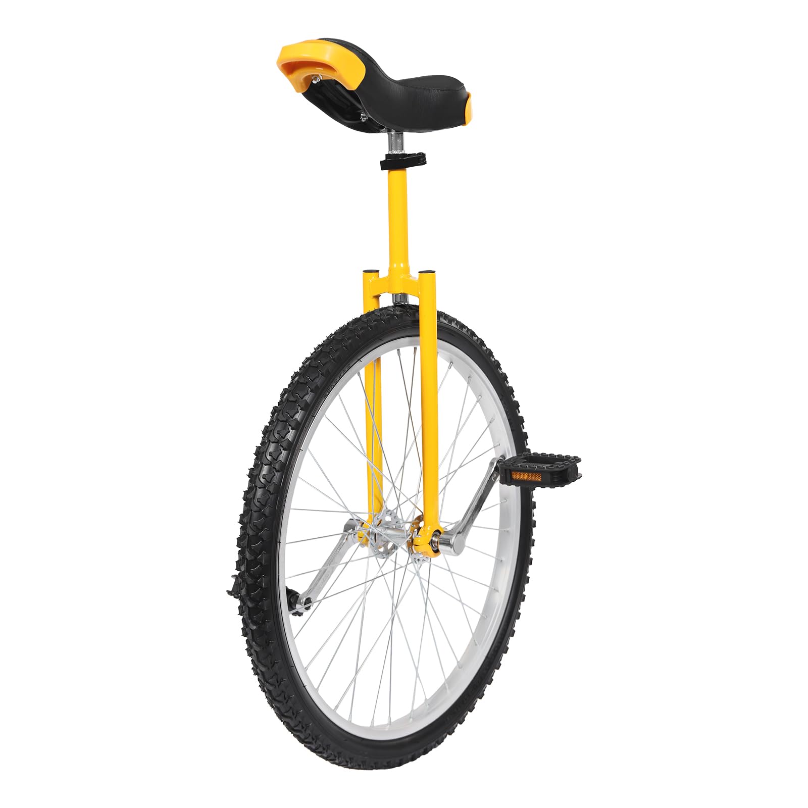Bacocoo 24 Inch Wheel Outdoor Unicycle, One Wheel Bike with Excellent Steel Frame,Leakproof Tire,Adjustable Height, Anti-Slip Designs for Adults Outdoor Sports Fitness Exercise. (Yellow)