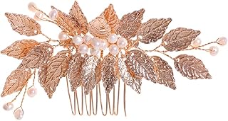 KALLORY Grampos De Cabelo Pérola Noiva Pente de Cabelo Headpiece Acessórios de Cabelo Folhas Pente de Cabelo Grampo De Cabelo De Noiva