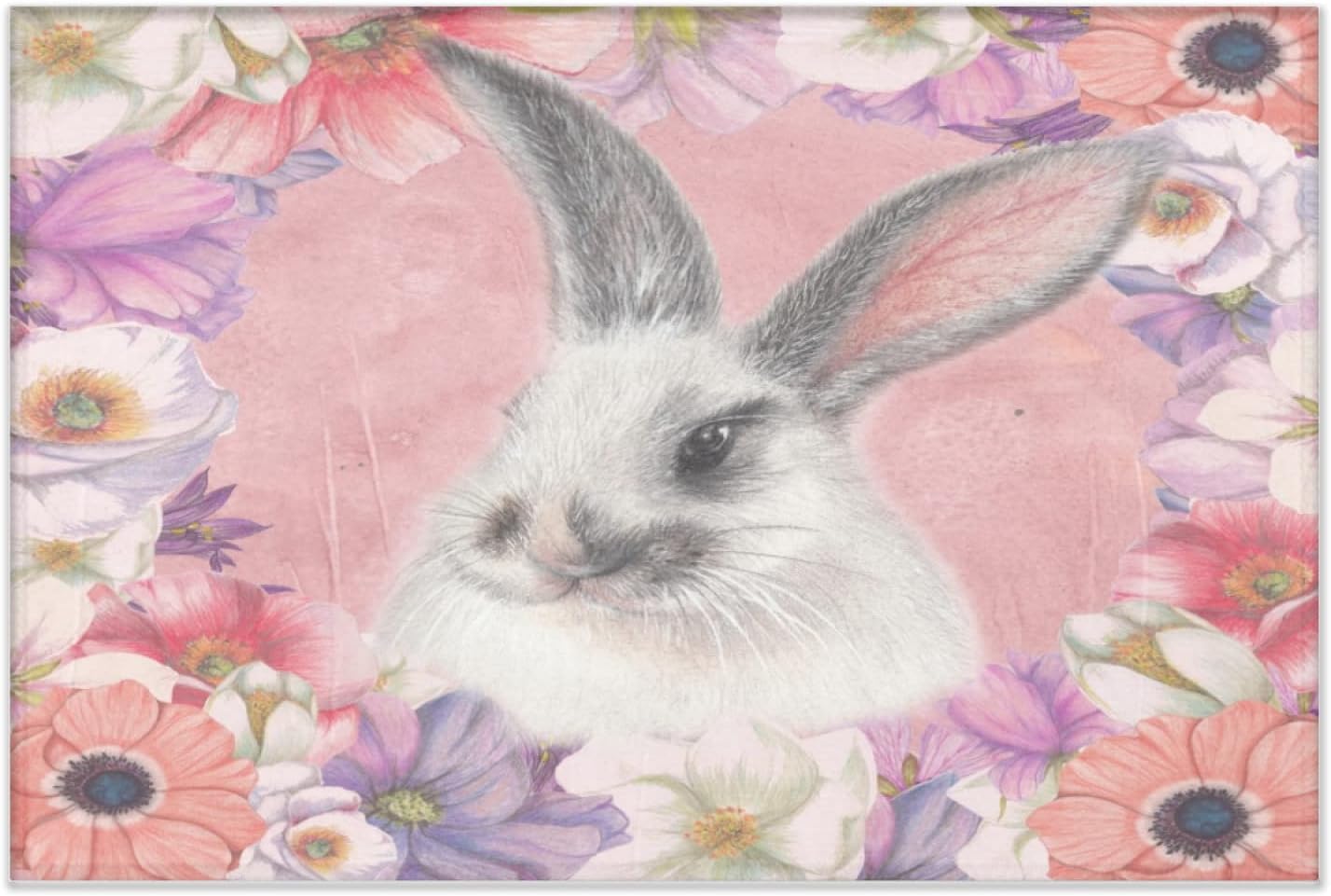 2' x 3' Easter Flowers in The Bunny Super Soft Area Rug for Kids Baby Nursery, Tie-Dyed Soft Fluffy Rugs for Bedroom, Carpet for Kids Room