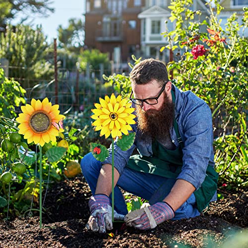 Win Key Floral Garden Stake Outdoor Metal Flowers Plant Pick Waterproof Flower Stake Ornaments For Lawn Yard Patio Decor, 2 Pcs #TOP4